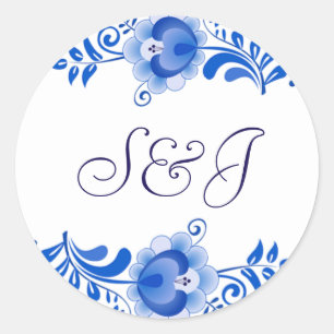 Classic China Blue Wedding Invitation Stickers