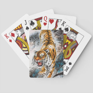Classic chinese sumi-e tiger painting vintage art playing cards