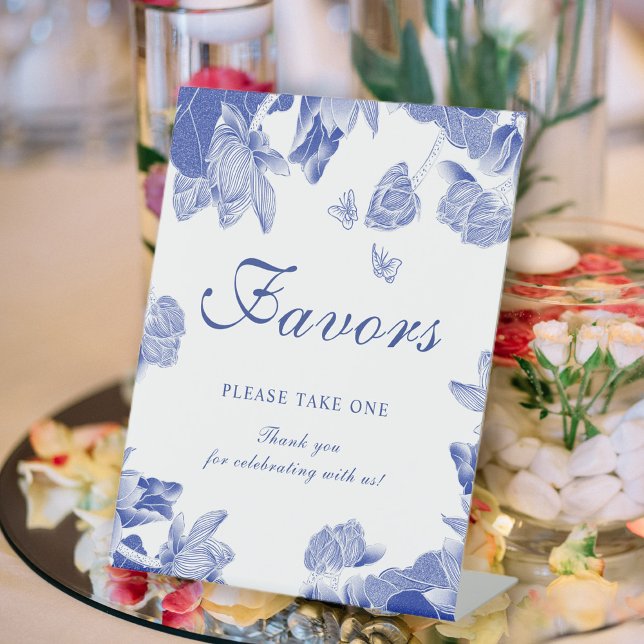Classic Chinoiserie Blue White Floral Favours Sign (Creator Uploaded)