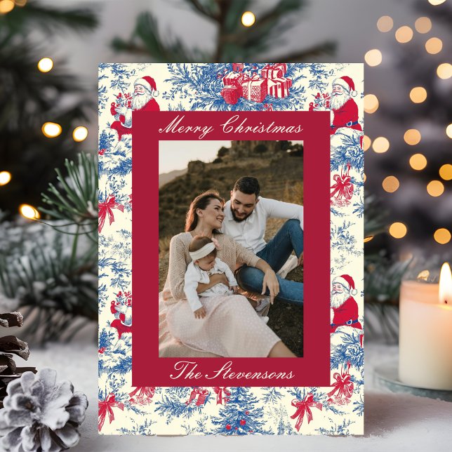 Classic Chinoiserie Toile De Jouy Photo Christmas Holiday Card (Creator Uploaded)