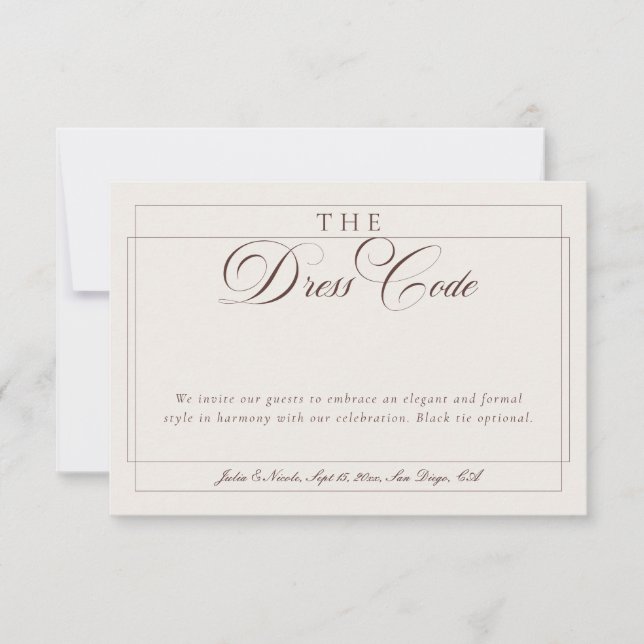 Classic Choco Brown Ivory Calligraphy Formal Dress Invitation (Front)