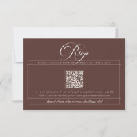 Classic Choco Brown Ivory Calligraphy QR Wedding