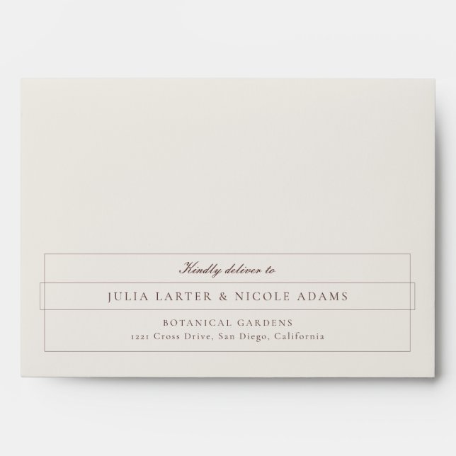 Classic Choco Brown Ivory Calligraphy Wedding Envelope (Front)