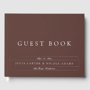 Classic Choco Brown Ivory Calligraphy Wedding Guest Book