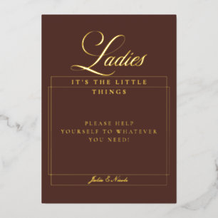 Classic Choco Brown Ladies Bathroom Basket Sign