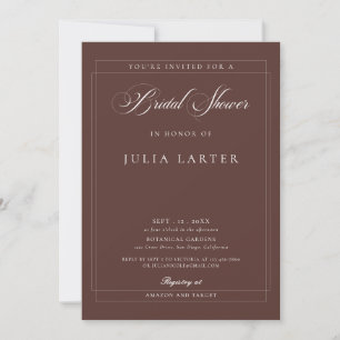 Classic Choco Ivory Calligraphy Bridal Shower Invitation