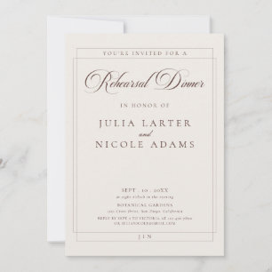 Classic Choco Ivory Calligraphy Rehearsal Dinner Invitation