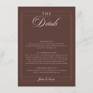 Classic Choco Ivory Calligraphy Wedding Details Enclosure Card