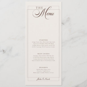 Classic Choco Ivory Calligraphy Wedding Menu