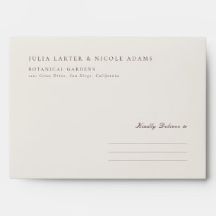 Classic Chocolate Brown Ivory Calligraphy Wedding Envelope