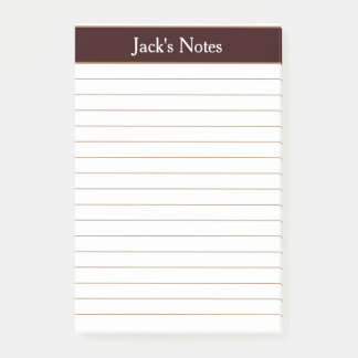 Classic Chocolate Brown Lined Personalised Post-it Notes