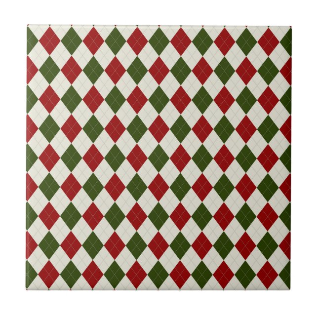 Classic Christmas Argyle Pattern Tile (Front)