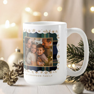 Classic Christmas Blu Plaid Photo Template ID1141B Coffee Mug