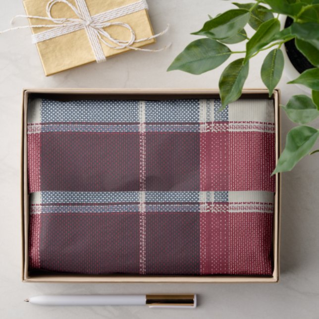 Classic Christmas Blue and Red Plaid Tissue Paper (Gift)