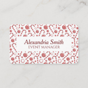 Classic Christmas Candy Cane Business Card