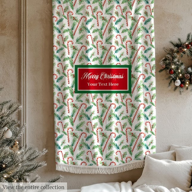 Classic Christmas candy canes watercolor blanket (Classic Christmas candy canes watercolor blanket)