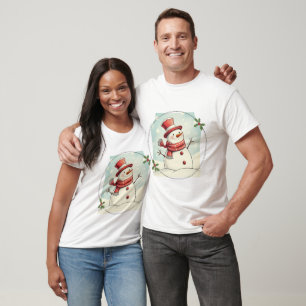 Classic Christmas Charm Snowman Scene T-Shirt