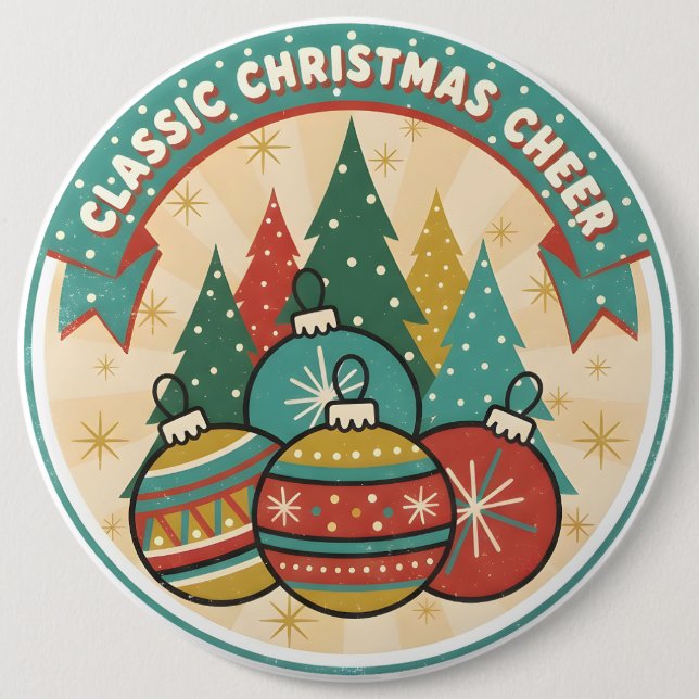 Classic Christmas Cheer 6 Cm Round Badge (Front)