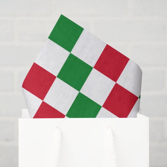 Classic Christmas Chequerboard Pattern Tissue Paper (Gift Bag)