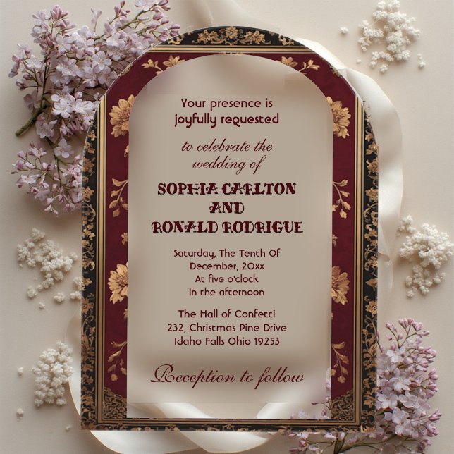 Classic Christmas Chinoiserie Traditional Wedding Acrylic Invitations (Classic Christmas Chinoiserie Traditional Wedding Acrylic Invitations)
