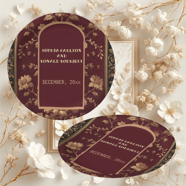Classic Christmas Chinoiserie Traditional  Wedding Paper Plate (Classic Christmas Chinoiserie Traditional Wedding Paper Plates)