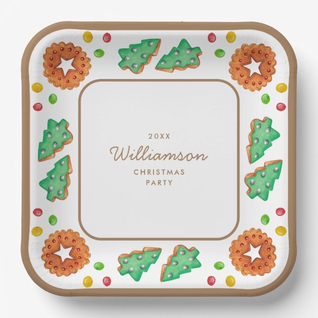 Classic Christmas Cookie Customisable Paper Plate (Front)