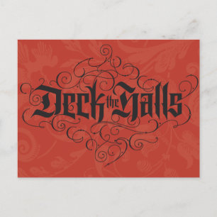 Classic Christmas DECK THE HALLS lettering Holiday Postcard