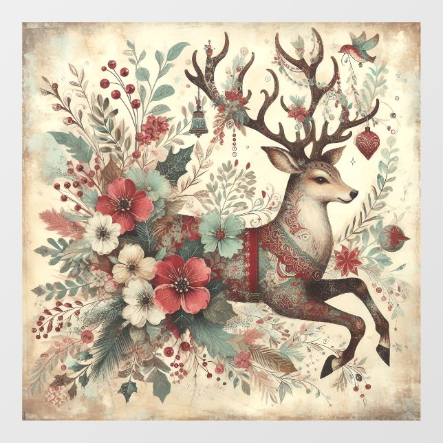 Classic Christmas Deer Window Cling (Sheet)