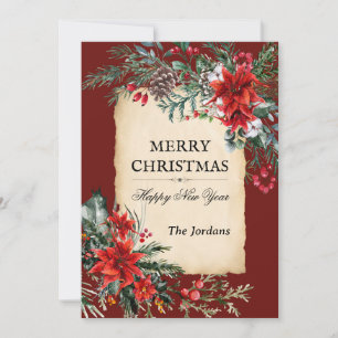 Classic christmas floral Flat Holiday Card
