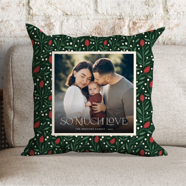 Classic Christmas Floral Frame Photo Cushion (Creator Uploaded)