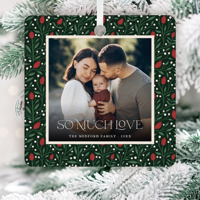 Classic Christmas Floral Frame Photo Metal Tree Decoration (Creator Uploaded)