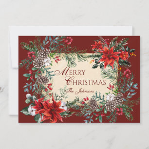Classic Christmas floral  Holiday Card