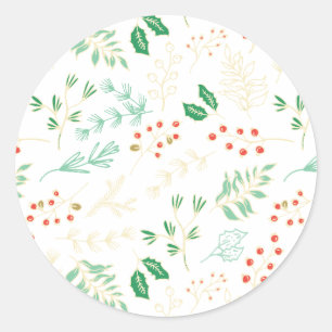 Classic Christmas Floral Pattern Sticker