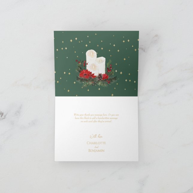 Classic Christmas Folded Wedding Thank You Card (Inside)