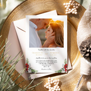 Classic Christmas Formal Minimal Photo Wedding Invitation