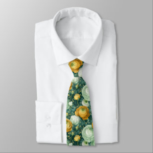 Classic Christmas Gift For Men Ranunculus Floral Tie