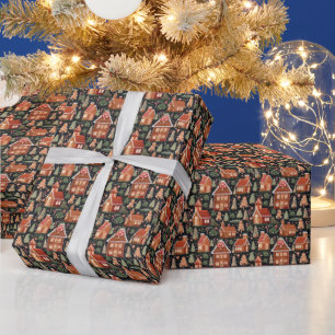 Classic Christmas Gingerbread Houses - Festive  Wrapping Paper