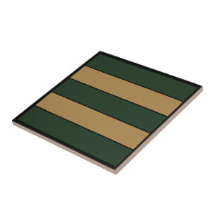 Classic Christmas Green And Gold Stripes  Tile