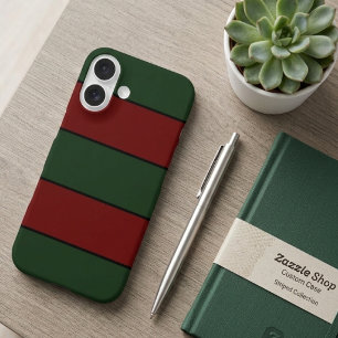 Classic Christmas Green And Red Stripes iPhone 16 Case
