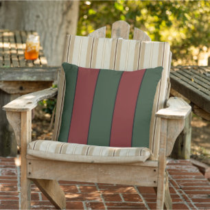 Classic Christmas Green And Red Stripes Cushion