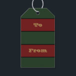 Classic Christmas Green And Red Stripes Gift Tags<br><div class="desc">Happy Birthday Gift Tag for gift giving name tag identification card with customisable text words Your Text Here plus From To and printed with a Christmas Classic Christmas Green And Red Stripes graphic art design illustration by TheFabricSeal print on demand shop at Zazzle.com #ZazzleMade ©️Original. https://www.zazzle.com/store/thefabricseal These beautiful coloured tones...</div>