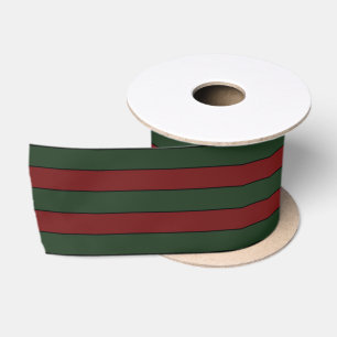 Classic Christmas Green And Red Stripes Satin Ribbon