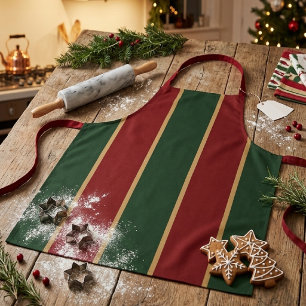Classic Christmas Green And Red With Gold Trim Apron
