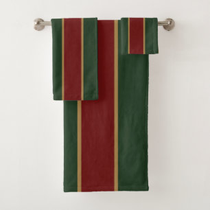 Classic Christmas Green And Red With Gold Trim Bath Towel Set