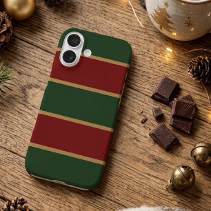 Classic Christmas Green And Red With Gold Trim iPhone 16 Case