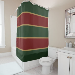 Classic Christmas Green And Red With Gold Trim Shower Curtain