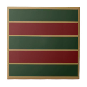 Classic Christmas Green And Red With Gold Trim Tile