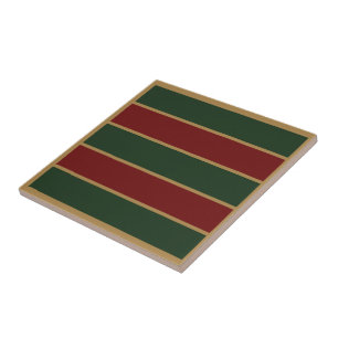 Classic Christmas Green And Red With Gold Trim Tile
