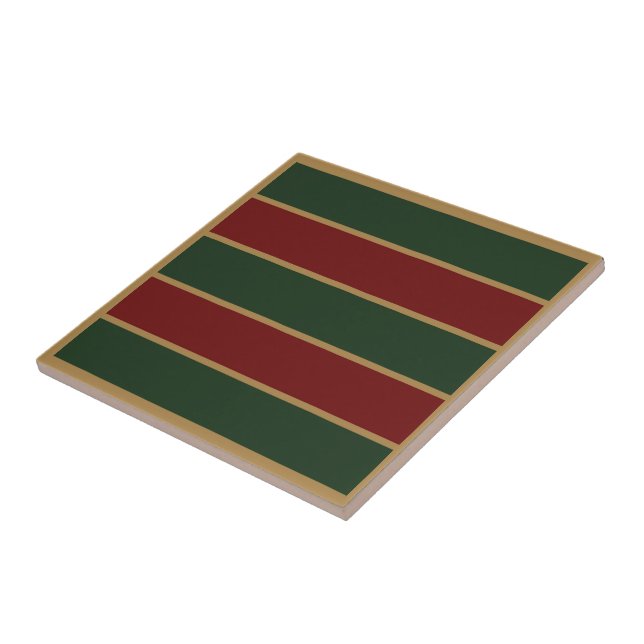 Classic Christmas Green And Red With Gold Trim Tile (Side)
