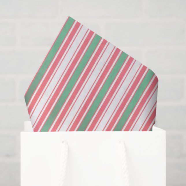 Classic Christmas Green Red Stripes  Tissue Paper (Gift Bag)